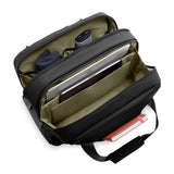 Briggs & Riley ZDX cabin tote bag with durable black fabric, exterior zippered pocket, and top handles for travel and everyday use.