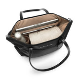 Interior view of Briggs & Riley Rhapsody expandable tote bag showing organization compartments and spacious interior.