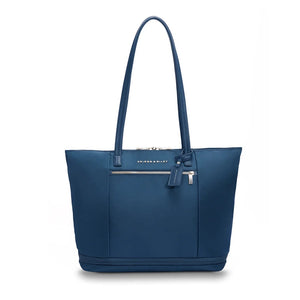 Briggs & Riley Rhapsody expandable tote bag with front pocket and sleek design, shown from the front view.