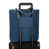 Briggs & Riley Rhapsody vertical tote bag with pass-through strap, black fabric, top handles, and spacious interior for essentials.