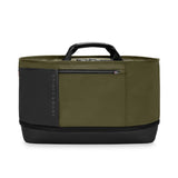 Briggs & Riley ZDX expandable overnighter tote bag with leather handles and spacious interior for travel and daily use.