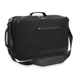 Briggs & Riley ZDX large convertible travel backpack duffel with angled view, black nylon exterior and multiple compartments.