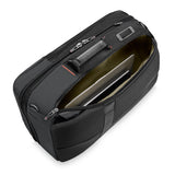 Interior view of Briggs & Riley ZDX large convertible backpack duffel showing a spacious back pocket for organization.