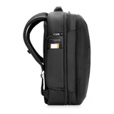 Briggs & Riley ZDX large convertible travel backpack duffel with side view, black fabric, multiple compartments, and shoulder straps