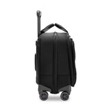 Black Briggs & Riley @work large spinner briefcase with wheels and multiple compartments for professional travel and organization.