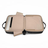 Black Briggs & Riley @work medium spinner briefcase with wheels, durable design, and organized interior for professional travel.