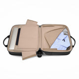 Black Briggs & Riley @work medium spinner briefcase with wheels, designed for professional use and organized storage.
