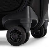 Black Briggs & Riley @work medium spinner briefcase with wheels, designed for professional use and organized storage.
