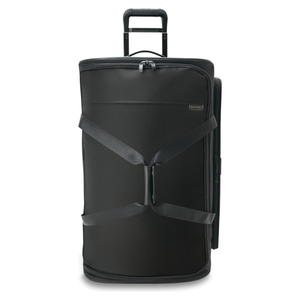 Briggs & Riley Baseline large two-wheel duffle bag with durable fabric and sturdy wheels for travel and storage.