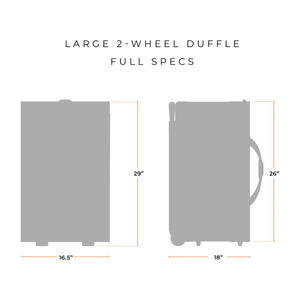 Briggs & Riley Baseline large two-wheel duffle bag with durable fabric and sturdy wheels, ideal for travel and carry-on luggage.