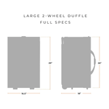 Briggs & Riley Baseline large two-wheel duffle bag with durable fabric and sturdy wheels, ideal for travel and carry-on luggage.