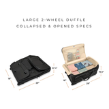 Briggs & Riley Baseline large two-wheel duffle bag with sturdy wheels and spacious main compartment for travel gear.