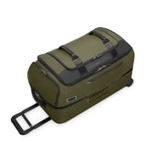 Briggs & Riley ZDX medium wheeled upright duffel bag with telescoping handle and multiple compartments, angled view.