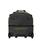 Briggs & Riley ZDX medium upright duffel with wheels, black fabric, and sturdy handle, suitable for travel and storage.