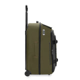 Briggs & Riley ZDX medium upright wheeled duffel bag shown from the side view, featuring durable wheels and sleek design.