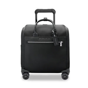 Black Briggs & Riley Rhapsody wheeled tote with sturdy handle and wheels, designed for convenient cabin travel.