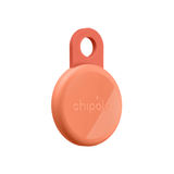 Charcoal Chipolo Loop key finder with black silicone loop for attaching to keys or bags, showing the product against a white background.