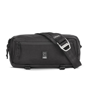 Chrome Mini Kadet Sling bag in sleek black with adjustable strap, designed for compact, stylish carrying.