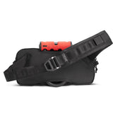 Chrome Mini Kadet Sling bag in black, showing its compact design, adjustable strap, and durable chrome hardware.
