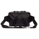 Chrome tensile sling bag in black with adjustable strap and multiple compartments, made from durable chrome material.