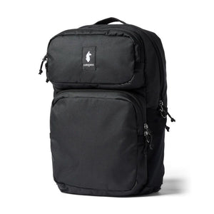 Black Cotopaxi Tasra 16L backpack with adjustable straps and multiple compartments, designed for everyday use and outdoor activities.