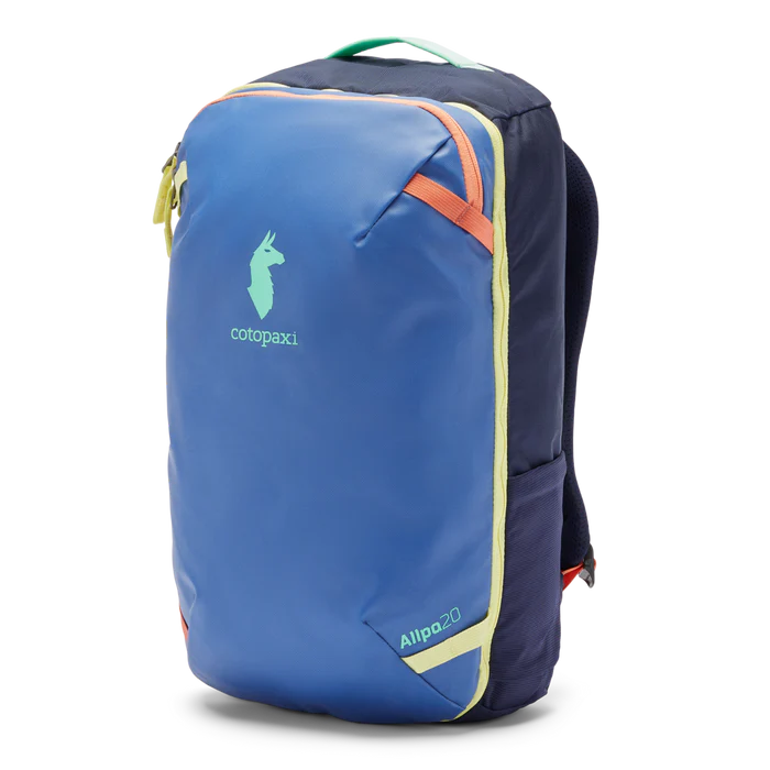 Cotopaxi Allpa Mini 20L travel pack with multiple compartments, adjustable straps, and durable fabric for outdoor adventures.