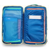 Cotopaxi Allpa Mini 20L travel pack shown with adjustable shoulder straps and front zip pocket in vibrant color.