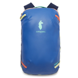 Cotopaxi Allpa Mini 20L travel pack with adjustable straps and multiple compartments, shown in vibrant colors.