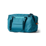 Cotopaxi Viaje 35L travel duffel bag in Blue Spruce with adjustable shoulder strap and spacious main compartment.