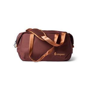 Cotopaxi Viaje 35L travel duffel bag in sepia color, featuring sturdy handles and spacious main compartment for travel essentials.