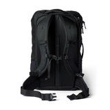 Cotopaxi Allpa 35L travel backpack in black showing front view with multiple compartments and padded shoulder straps.