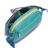 Cotopaxi Coso 2L Hip Pack waist bag in Abyss Coastal color, with adjustable strap and zippered main compartment for outdoor essentials.