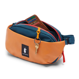 Cotopaxi Coso 2L Hip Pack waist pack in Tamarindo and Abyss colors, compact and lightweight for everyday carry.