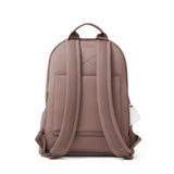 Large Dagne Dover Dakota Neoprene Backpack in Dune color, showing the back view with padded straps and sleek design.