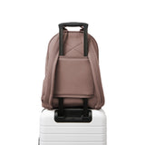 Dagne Dover Dakota Neoprene Backpack in large size, Dune color, featuring sleek design with adjustable straps and spacious interior.