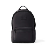 Dagne Dover Dakota Neoprene Backpack in Onyx, large size, front view showing sleek black design and sturdy straps.