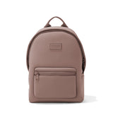 Dagne Dover Dakota Neoprene Backpack in Dune color, medium size, with front pocket and adjustable shoulder straps.