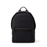 Medium Dagne Dover Dakota Neoprene Backpack in Onyx, showing the front view with sleek design and adjustable straps.