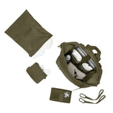 Dagne Dover Indi large neoprene diaper backpack in dark moss color, top-down view showing spacious design and sturdy straps.