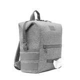 Dagne Dover Indi Heather Grey neoprene diaper backpack with multiple pockets and large capacity, designed for parents on the go.