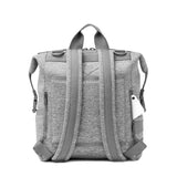 Large Dagne Dover Indi Neoprene Diaper Backpack in Heather Grey, showing the back view with adjustable straps and spacious design.