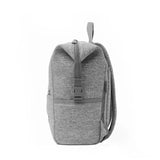 Large Heather Grey Dagne Dover Indi Neoprene Diaper Backpack shown from side view, showcasing spacious design and durable material.