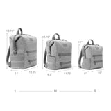 Dagne Dover Indi neoprene diaper backpack in large size, showing multiple compartments and adjustable straps for parents.