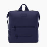 Dagne Dover Indi Neoprene Diaper Backpack in large size, black with multiple compartments and adjustable straps for parents.