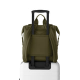 Dagne Dover Indi Neoprene Diaper Backpack in Dark Moss, medium size, with multiple compartments, stylish and functional for parents.