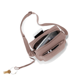 Dagne Dover Micah Neoprene Crossbody Bag in black with adjustable strap and sleek design, perfect for everyday carry.