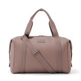 Dagne Dover Landon Neoprene Carryall Bag in Dune color, large duffel bag with sturdy handles and spacious interior for travel or gym.
