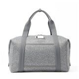 Dagne Dover Landon Neoprene Carryall Bag in Heather Grey, large duffel style with sturdy handles and spacious interior.