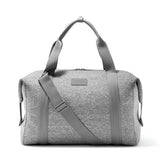 Dagne Dover Landon Neoprene Carryall Bag in Heather Grey, large duffel style with sturdy handles and spacious interior.