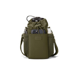 Dark moss Dagne Dover Sloan water bottle sling with adjustable strap and compact design, shown from the front.